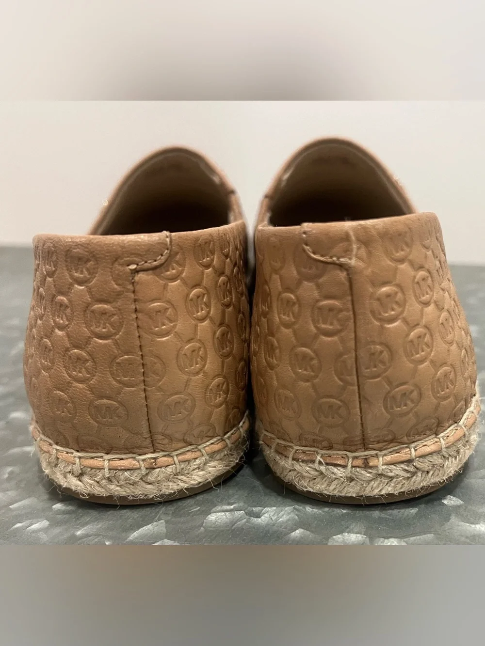 Michael Kors Tan Embossed Leather Espadrille Flats